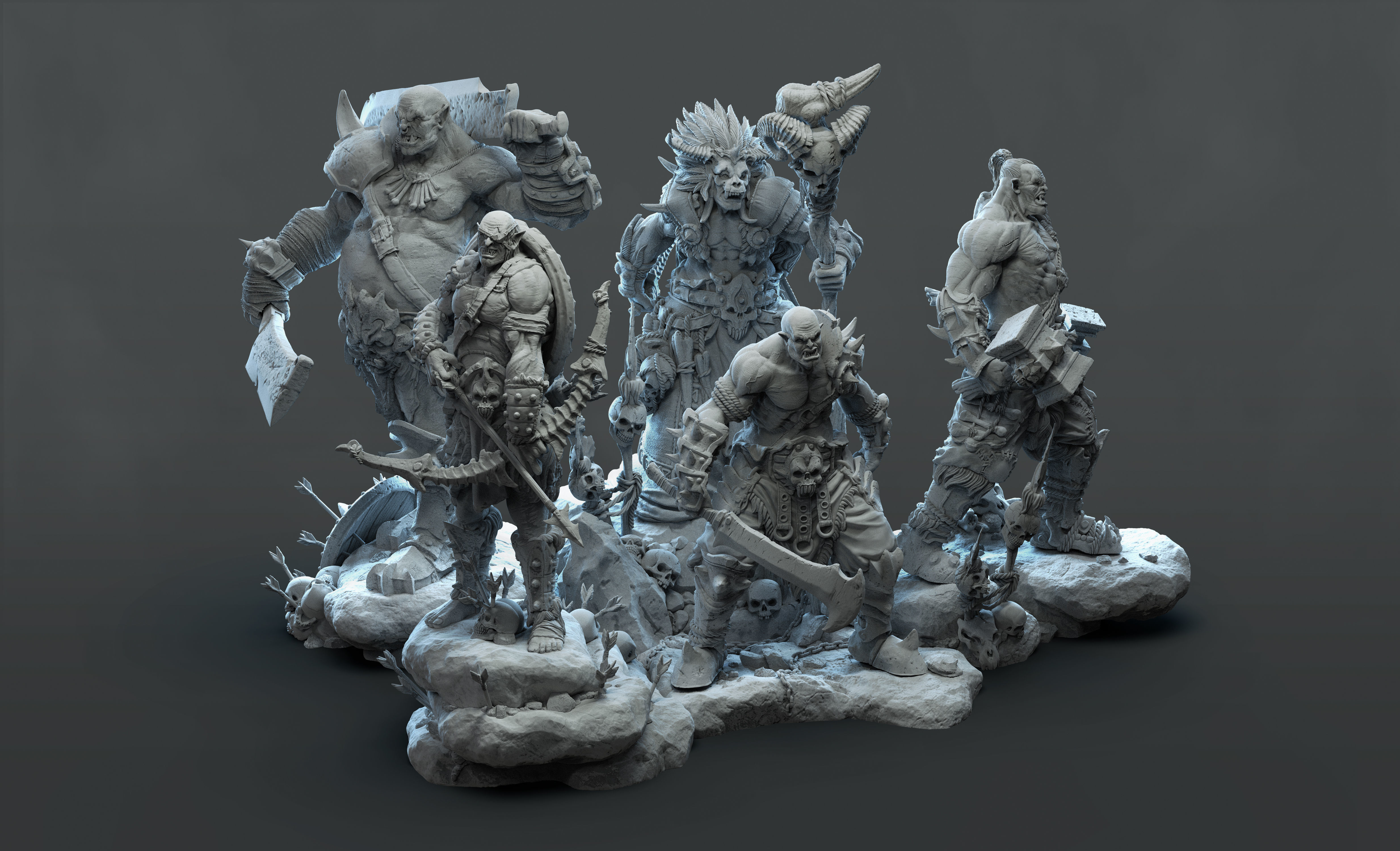 orc horde ensemble miniature jouet figurine warcraft marteau guerre diablo jeu plateau jeu statue monstre crâne jeux jouets planche 3D print model - Mito3D