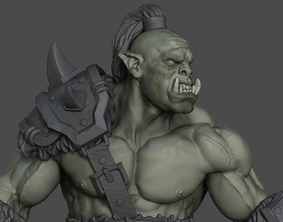 orc warrior fantasy character monster creature decoration art miniatures game rpg ogre horror body anatomy sculpture zbrush printable axe sculptures 3d print model - Mito3D