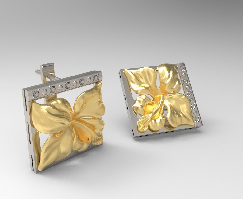 orchid earrings jewelry printable gold silver 3D print model - Mito3D