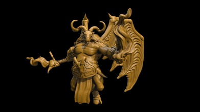 orcus altın iblis heykel canavar yaratık kötü kanatlar kanatlı düşman fantezi kurgusal oyunlar oyuncaklar yazı tahtası 3d print model - Mito3D