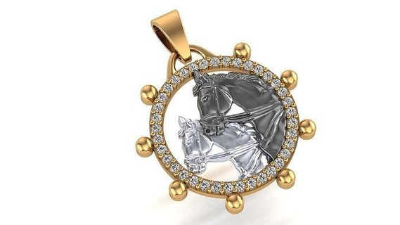 organic horse pendant gold silver gem printable jewelry design pendants 3d print model - Mito3D