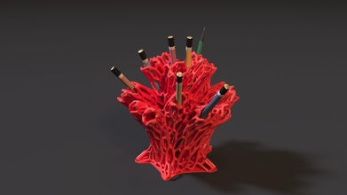 organizer coral voronoi decor office supply pencil stand pen writing art 3d print model - Mito3D