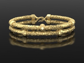 original pulseira 1 cordas luxo joalheria acessório moderno moda couro imprimível jóia ouro prata polonês exclusivo pulseiras 3d print model - Mito3D