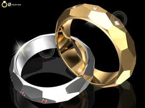 orijinal boyutları 3d düğün yüzük model alyans 007 hazır to 3dprint çağdaş parlak sanatsal parlıyor takı tasarım şövale galeri mücevher yüzükler yazdırılabilir kadın altın elmas hale toplamak 3d print model - Mito3D