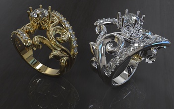 ornamenr ring jewelry gold platinum wedding silver gem brilliant diamond white fashion beauty luxury rings 3d print model - Mito3D
