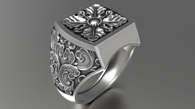 Ornament Männer Ring Menring Schmuck Silber Gold Mode engagem brillant druckbar Ringe 3d print model - Mito3D