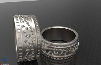 ornamento anel jóias de casamento prata printable diamante platina vestuário a moda gravado banda ourivesaria civil que incide gem anéis 3d print model - Mito3D