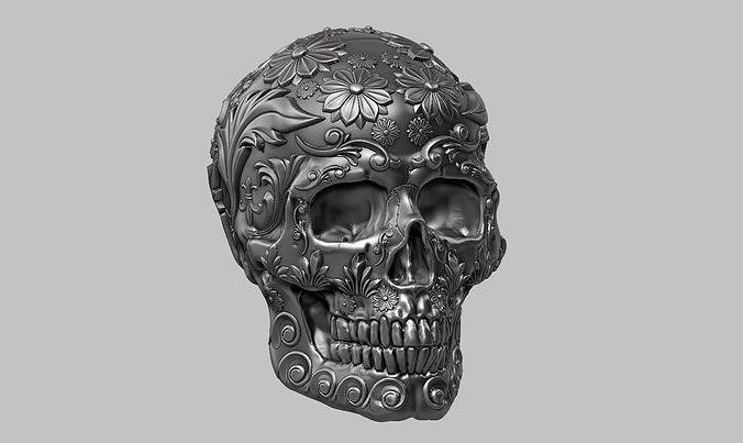 enfeite crânio a11 3d impressão modelo anatomia horror arte esculturas cabeça estátua grave bruxas esquelético ossos lápide dentes anel 3D print model - Mito3D