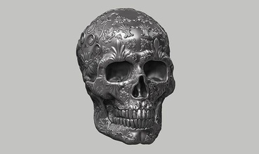 ornement crâne a14 3d impression modèle anatomie horreur art sculptures tête statue tombe halloween squelettique système os pierre tombale dents bague 3d print model - Mito3D