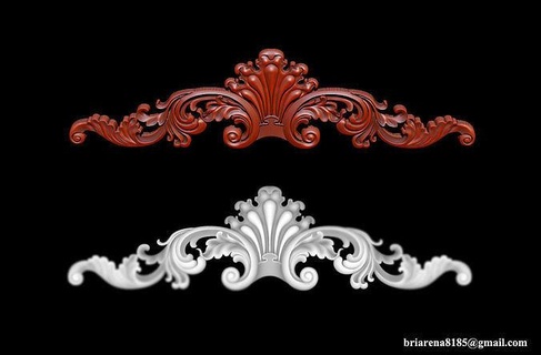 dekorativ 3d modell kunstvoll geschnitzt ornament dekor scrollen dekoration klassisch barock holz 3dmodel cnc hölzern carving element medaillon blätter linderung rokoko haus 3d print model - Mito3D