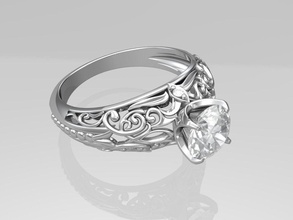 ornamental engagement ring jewelry printable gold silver brilliant diamond wedding ornament ornate gem rings 3d print model - Mito3D