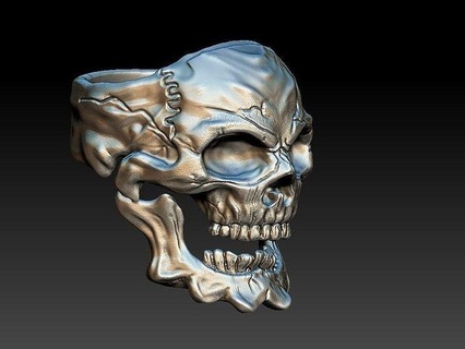 ornamental skull face ring guerreiro joias anel caveira cranio skeleton 925 rosto moto motoclub monster skullring anelcaveira motoclube marca osso bone jewelry rings 3d print model - Mito3D