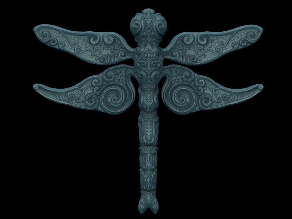 orné dragon fly art bijoux libellule imprimable des bugs sculptures 3D print model - Mito3D