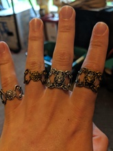 ornamentado anel de caveira jóias crânio antiguidades clássico escuro giger vitoriano anéis 3d print model - Mito3D