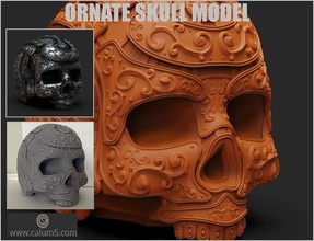 ornate skull 3dprint sculpture figurine statue skeleton decor print printable gothic collectable highdetail cool rubnbuff printing cast art sculptures 3d print model - Mito3D