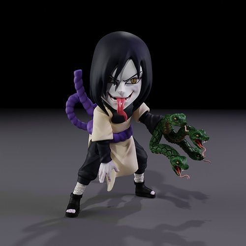 Orochimaru chibi naruto anime manga 3dart 3dprint Sasuke serpente nendoróide 3d estátua miniatura escultura fofa figura colecionáveis arte esculturas 3D print model - Mito3D