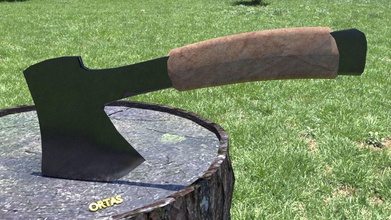 ortas axe no 13 leather handle 3d printable games-toys tactical modified low poly game ready outdoors wood games toys accessories 3d print model - Mito3D