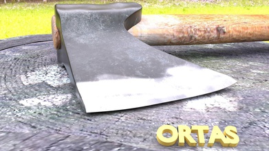 ortas axe no 1 wood steel 3d printable games-toys 3dprintable sharp print bladed weapon cutting low poly game ready games toys accessories 3d print model - Mito3D