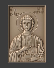 orthodox christian icon saint pantaleon art relief religious jewellery sculpture church sculptures 3d print model - Mito3D