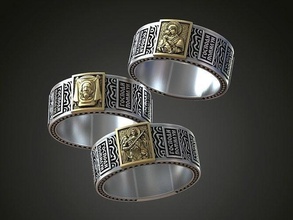 orthodox christianity ring wedding band jesus hail mary archangel michael cyrillic prayer religiou jewelry rings 3d print model - Mito3D