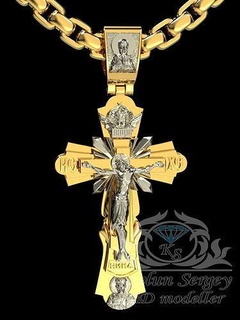 Ortodoks çapraz Kross babamız azizler altın Beyaz takı kolye üçlü Nicholas 3d print model - Mito3D