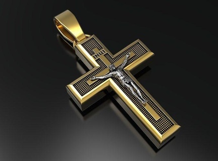 orthodox cross jewelry gold silver jewellery jewel white printable pendants jesu god necklaces necklace christian religiou bible object sterling platinum 3d print model - Mito3D