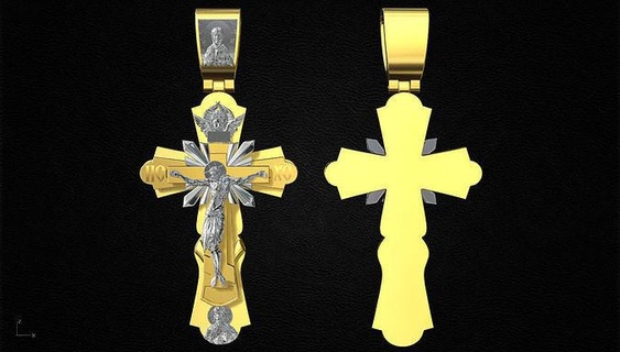 Ortodoks çapraz 8 krest altın takı mücevher kolye 3d print model - Mito3D