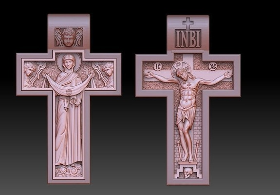 ortodoxo cruzar crucificado virgen maría joyería joya jesu cristiano religiou biblia madre objeto bas alivio crucifijo católico colgantes 3d print model - Mito3D