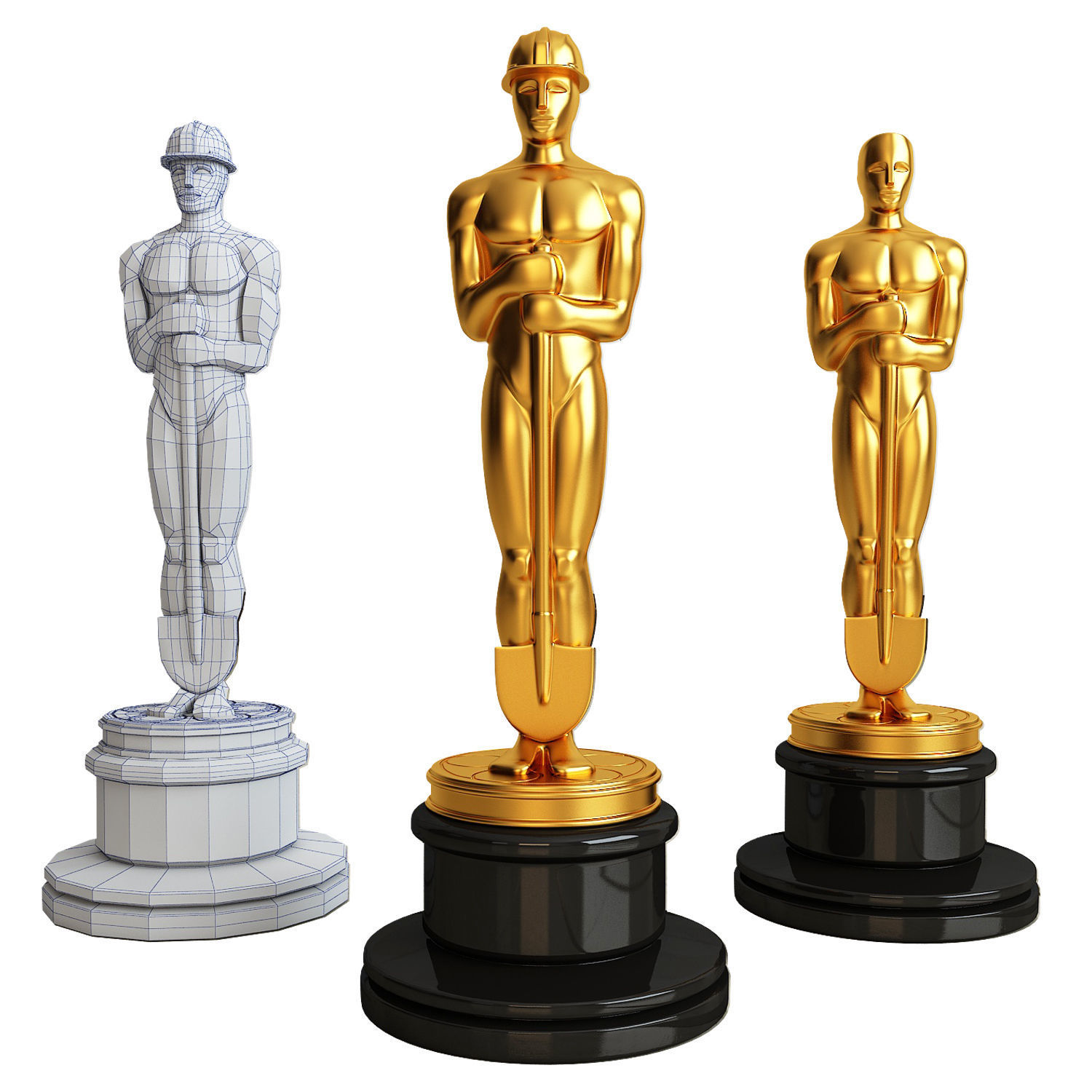 oscar schaufel statue film skulptur hollywood kino vergeben nominierung akademie auszeichnungen kamera filme zahl nominierungen spule helm kunst skulpturen 3dprint 3D print model - Mito3D