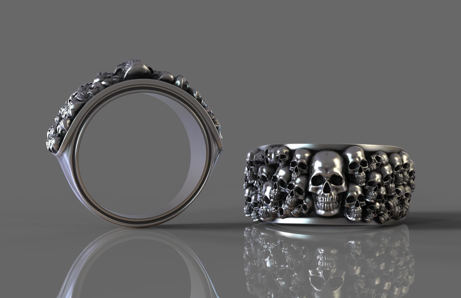 ossuary ring jewelry skull dark gothic grave horror halloween demon rings 3D print model - Mito3D
