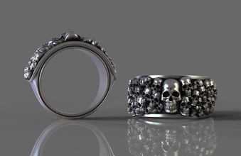 ossario anello gioielli cranio scuro gotico grave orrore di halloween il demone anelli 3d print model - Mito3D