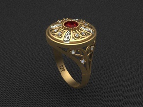 ottoman patterned ring jewelry 3d rings ladies fashion diamond printable silver gold 3d print model - Mito3D