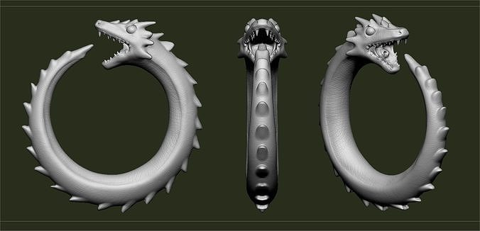 ouroboros dragão aro brincos oroboros serpente toyart decoração casa 3D print model - Mito3D
