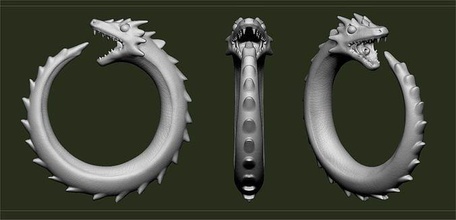 ouroboros continuar aro pendientes oroboros serpiente toyart decoración casa 3d print model - Mito3D