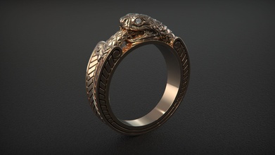Ouroboros Schlange Ring Schmuck Luxus Gold Reflexion Juwel Silber scheinen Juwelen Ringe 3d print model - Mito3D