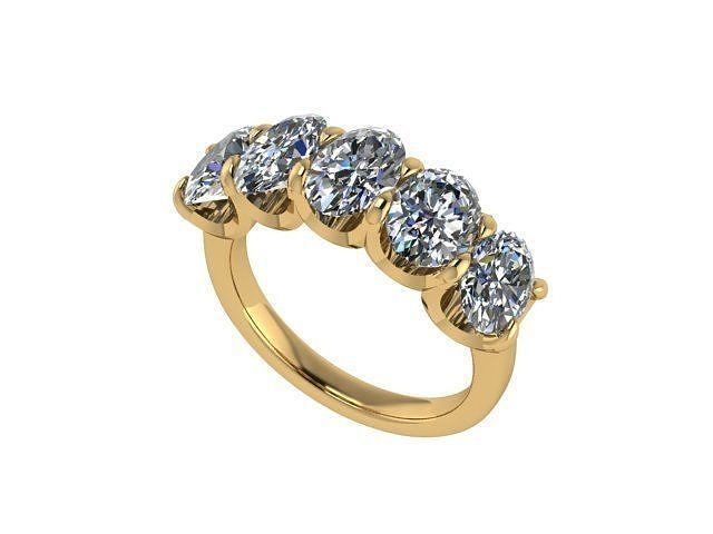 oval 5 pedra banda diamante dourado prata joalheria argolas 3D print model - Mito3D