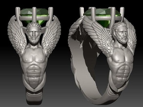 oval ángel escultura anillo joyería joya oro collar plata imprimible angeles Jesús religión platino religiou objeto jesu libra esterlina Moda anillos 3d print model - Mito3D