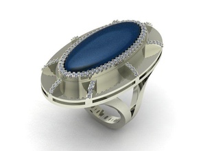 oval Cabochon yüzük 286 altın takı gümüş yazdırılabilir elmas mücevher parlak moda güzellik yüzükler 3d print model - Mito3D