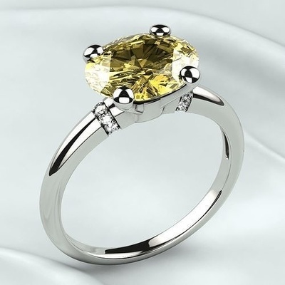 ovale citrine mode or bague bijou gemme rhinocéros 3dprint imprimable diamant brillant mariage engagement rubis saphir émeraude paver bijoux anneaux 3d print model - Mito3D