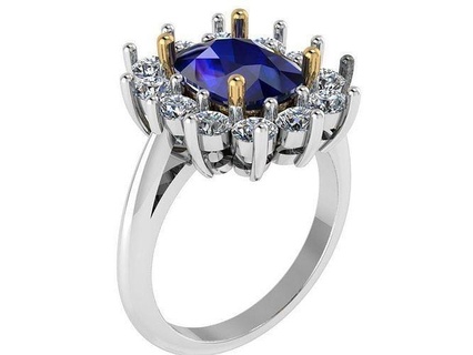 oval racimo diamante anillo 0712 oro pavimentar joyería joya 3d impresión plata fabricación Moda diseño cuerda anillos compromiso imprimible libra esterlina 3d print model - Mito3D