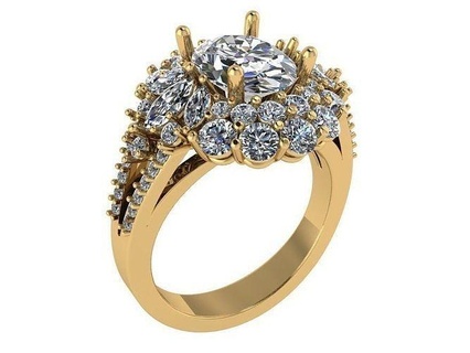 oval racimo anillo 573 joyería joya Arte oro collar colgante pendiente imprimible libra esterlina plata platino brillante collares pulsera diamante Diamante anillos 3d print model - Mito3D
