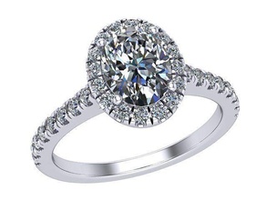 oval cortar aureola compromiso anillo diamante dorado plata joyería joya anillos 3d print model - Mito3D