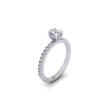 oval cortar pavimentar piedras oculto aureola diamante compromiso anillo joyería joya lujo oro brillante platino Moda belleza zafiro anillos 3d print model - Mito3D