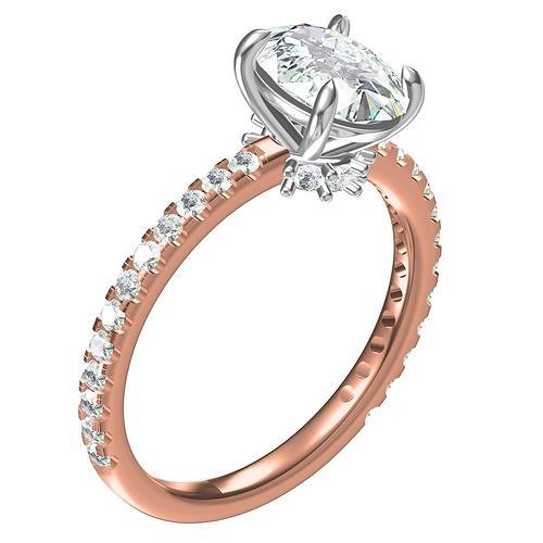 ovale Couper solitaire micro paver engagement bague bijoux diamant bijou mariage 3d goujat conception imprimable Personnaliser mode beauté anneaux 3D print model - Mito3D