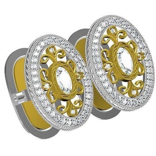 oval diamante Arte deco gemelo oro joyería joya lujo dorado 3d canalla diseño personalizar imprimible plata Moda belleza gemelos 3d print model - Mito3D