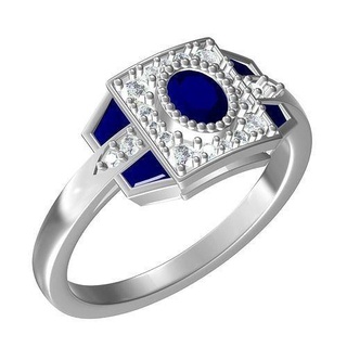 ovale diamant art déco style engagement bague bijou bijoux anneaux mode or argent sterling 3d goujat conception imprimable 3d print model - Mito3D