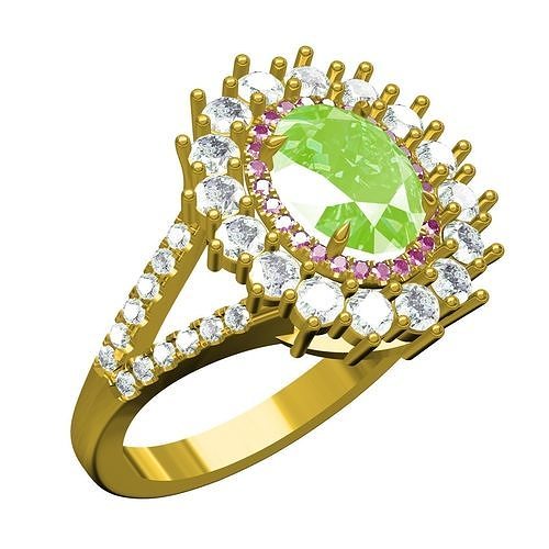 oval diamante racimo cóctel Boda anillo joyería joya precioso oro platino imprimible plata 3d canalla diseño sith personalizar compromiso anillos 3D print model - Mito3D