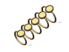 oval elmas madeni para oyulabilir yüzük us boyut 5to9 takı yazdırılabilir altın gümüş sterlin mühür moda mücevher lüks klasik minimalist grup beyan gravür baş harfleri yüzükler 3d print model - Mito3D