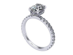 oval diamante compromiso anillo dorado plata joyería joya anillos 3d print model - Mito3D