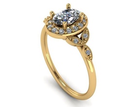 oval diamante noivado anel jóias ouro 3d moda joalheria argolas 3d print model - Mito3D